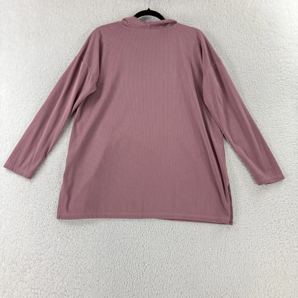 J. Jill Top Womens Medium Mauve Pink Cowl Neck Ribbed Long Sleeve Pullover‎